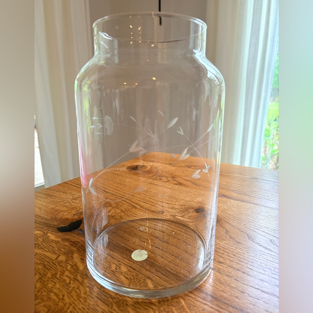 Princess House Clear Etched Glass large Heritage Decorative jar without lid! - Picture 5 of 8